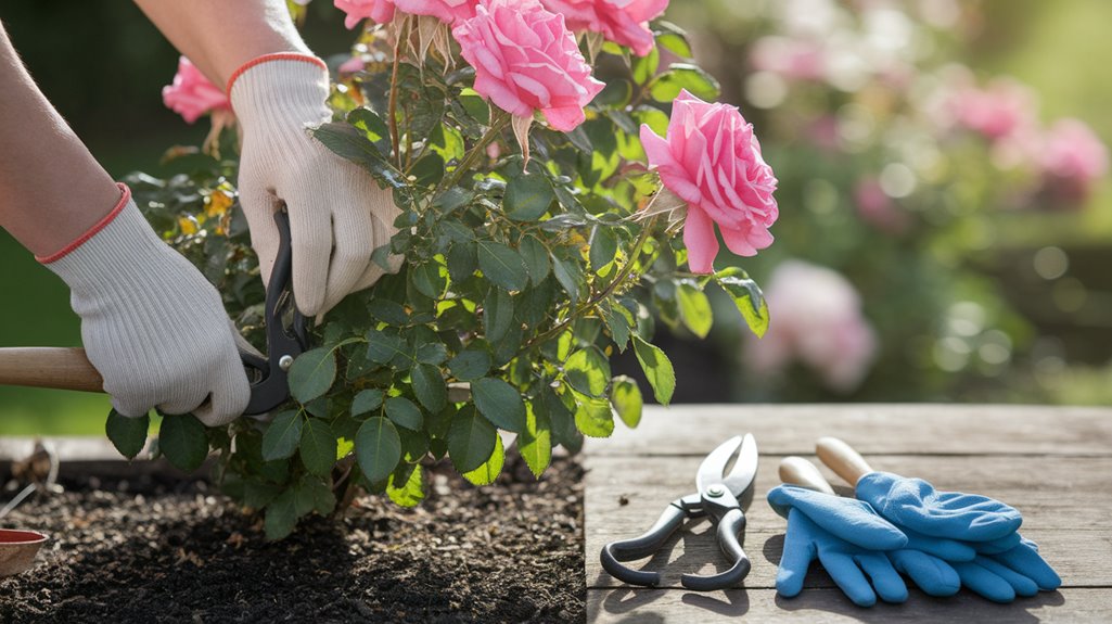 pruning roses in steps